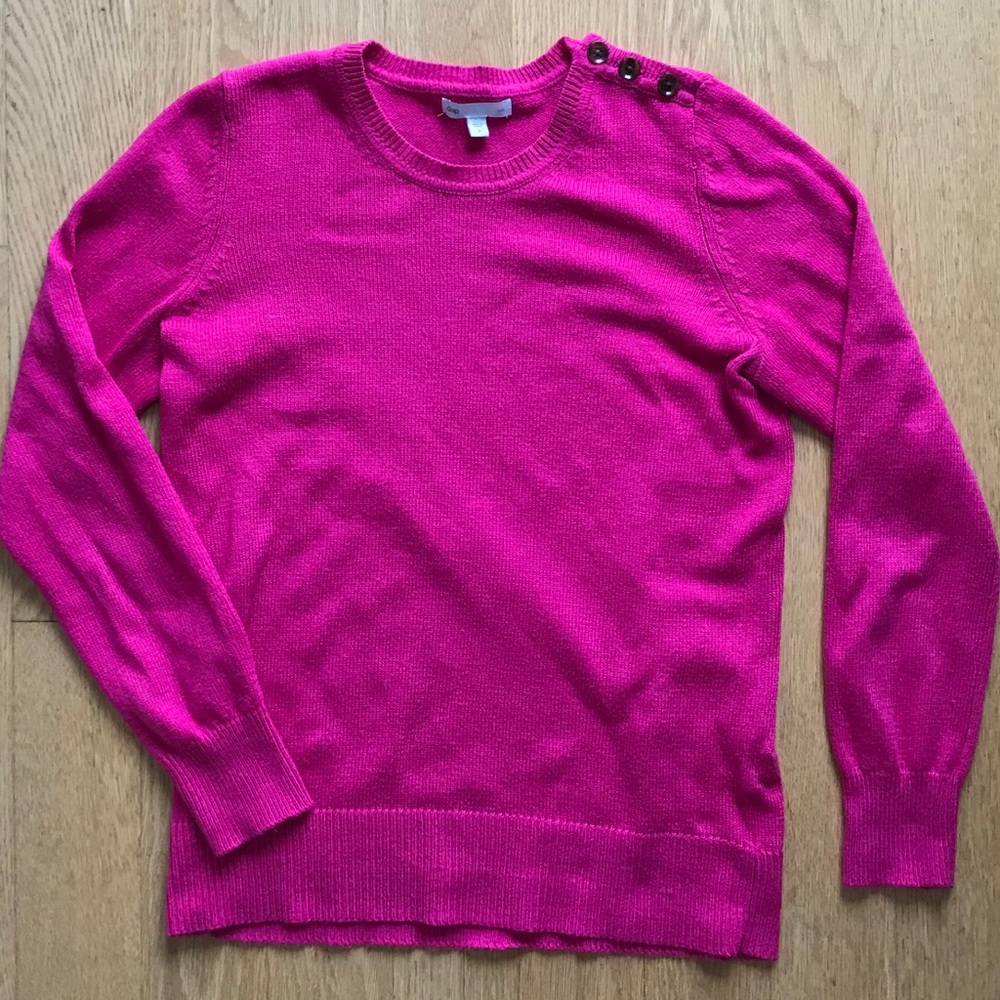 Magenta Gap Luxe Sweater w/ Shoulder Button Detail